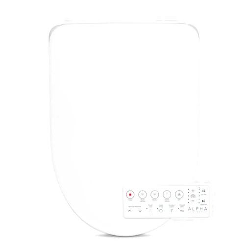 ALPHA BIDET GXR Wave Bidet Toilet Seat in Elongated White | Strong Spray | Remote Control | Stainless Steel Nozzle | Low Profile | LED Nightlight | Warm Air Dryer | Oscillation and Pulse (Elongated)