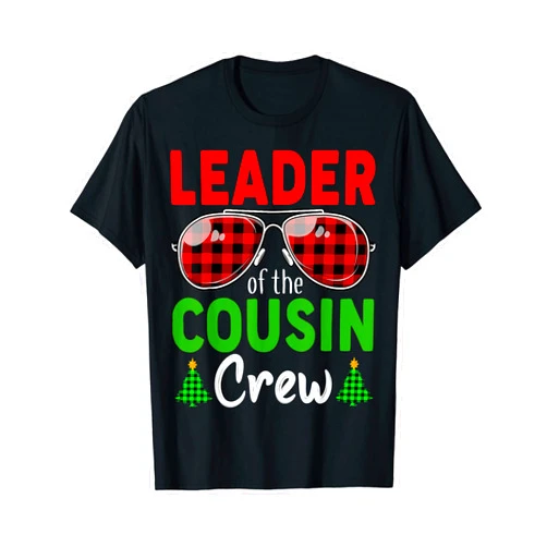 Leader Of The Cousin Crew Funny Christmas Family Costume T-Shirt