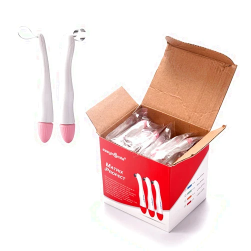 SNAWOP Dental Matrix Bands 50PCS Metal Matrices Standard/Curved Matrix-Profecto with Adjustable Retainer for Crownwork (4.5MM Curved)