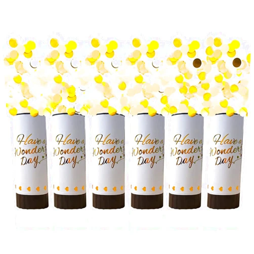 CHengQiSM White Confetti Cannon, 6 Pack Mini Party Poppers Shooters Party Confetti Cannon Biodegradable Confetti for Wedding Kids Birthday Wedding Party Supplies