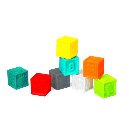 Infantino Squeeze and Stack Block Set - Colorful Textured Soft Blocks, Includes Numbers, Animals and Shapes, Ages 6 Months +