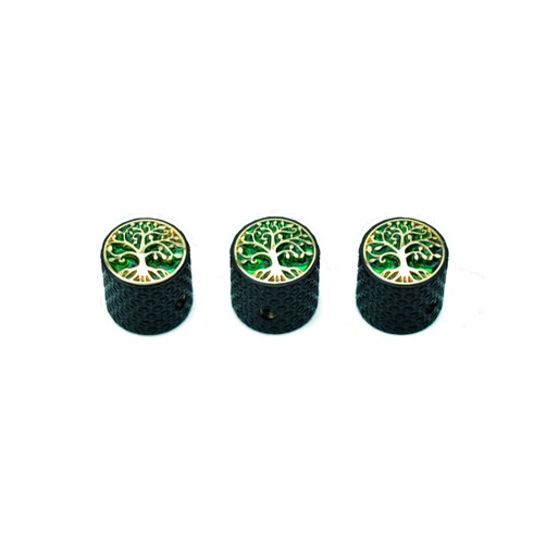 Guyker Guitar Bass Potentiometer Control Knobs with 6mm Dia. Shaft Pots - 3PCS Zinc Alloy Dome Speed Tone Volume Switch Knob Replacement for Electric Guitar or Precision Bass, CKB026 Black, Gold Top