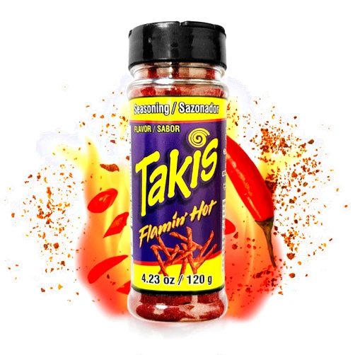 Patroclus Takis Powder, Takis Flamin' Hot Seasoning Dust 120 gr for Fruit, Popcorn, Corn, Chamoy Pickle Kit, Polvo De Takis Fuego, Chili Powder, Wing Seasoning, Includes TikTok Magnet by Patroclus