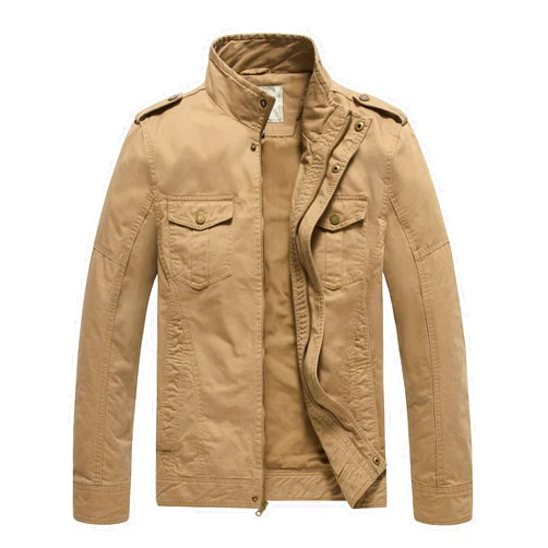 WenVen Men's Casual Washed Cotton Military Jacket