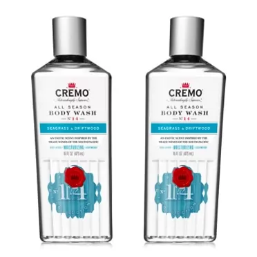 Cremo Rich-Lathering Seagrass & Driftwood Body Wash, A Coastal Scent with Notes of Sea Salt, Seagrass/Driftwood, 16 Fl Oz (2-Pack)
