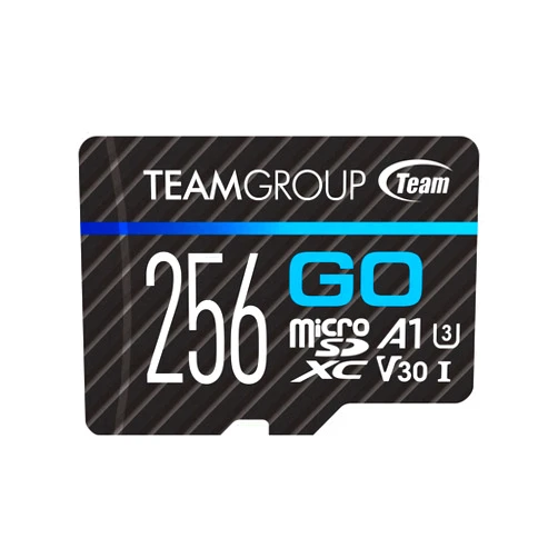 TEAMGROUP GO Card 256GB Micro SDXC UHS-I U3 V30 4K for GoPro & Action Cameras High Speed Flash Memory Card with Adapter for Outdoor, Sports, 4K Shooting TGUSDX256GU303