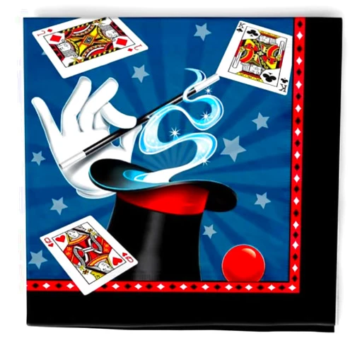 CONVER PARTY Magic Party Favors, make your Magician Party Special, Fun and Unique with these Magic Party Napkins, 13 x 13 Inches, 20 Napkins, Blue, Red, Black and White Colours