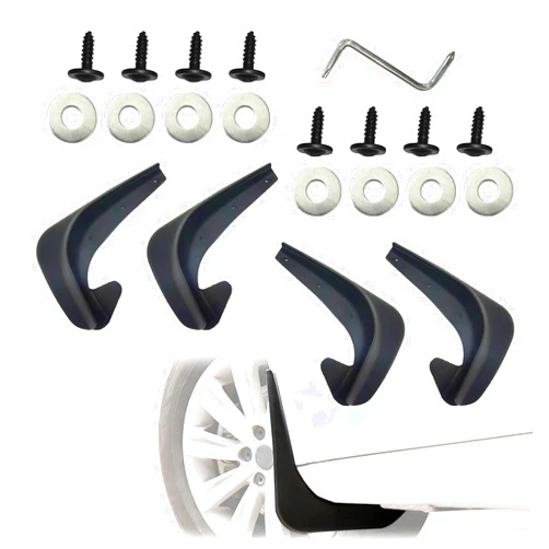 CHRYMUM 4PCS Car Mud Flaps, Black Mud Flaps Splash Guards, Front Rear Mud Flaps Splash Guards, No Drilling Mudguards Fenders Car Exterior Accessories Universal for Most Cars, Truck, SUV