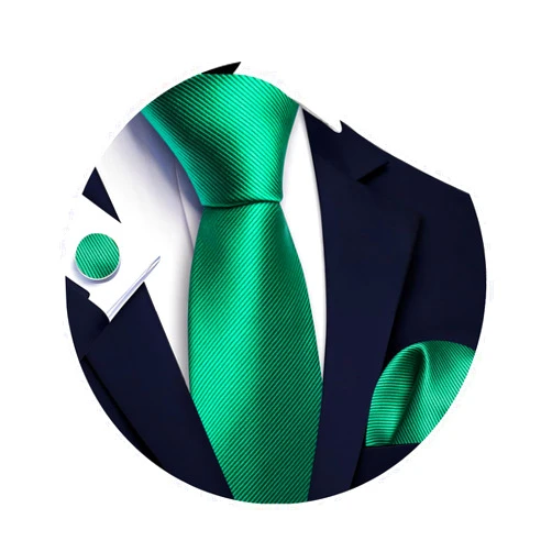 Barry.Wang Tie Sets for Men Silk Solid Necktie Stain Ties Handkerchief Pocket Square Cufflinks Wedding Business Dyed