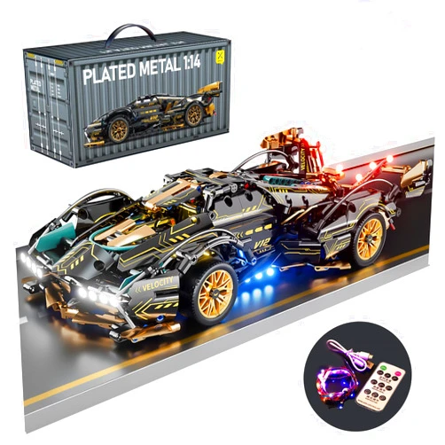 PinkBee Sport Car Building Block Sets for Adults,Race Car with LED Lights Collectible 1:14 Model Scale Engineering Toy Birthday Gifts for Men Teens Boys 8+ 8-12 12-16 12 13 14