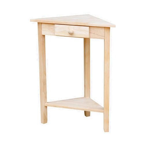 IC International Concepts Corner Accent Table Solid Real Wood, Sturdy Parawood, 19.7