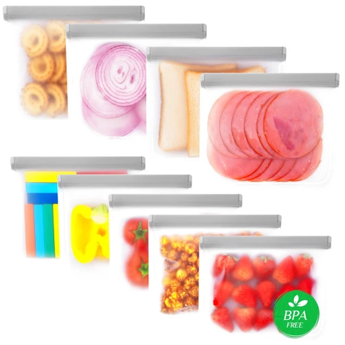 LKSUMPT 9 Pack Freezer Bags Sandwich, Reusable Freezer Bags, Food Storage Bags, BPA Free Same as Reusable Ziploc Bags, Leakproof Extra Thick for Traveling & Household