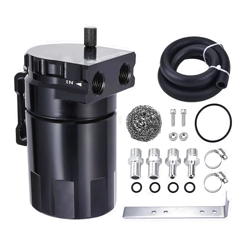 EVIL ENERGY Baffled Oil Catch Can,Oil Separator Catch Can 300ml Universal Aluminum Black