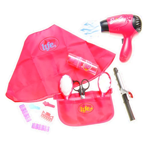 PowerTRC Girls Beauty Salon Set, Pretend Hair Salon Set for Girls, Girl Hairdresser Kit, Pretend Hair Styling Tools, Toddler Hair Dryer Play Set Pink