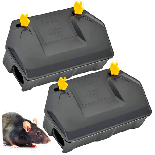 Redtop Rat Bait Station Outdoor Rodent Bait Station - Rat Trap Outdoor with Key Eliminates Rats Fast. Keeps Children and Pets Safe Indoor Outdoor 2 Pack (Bait not Included)