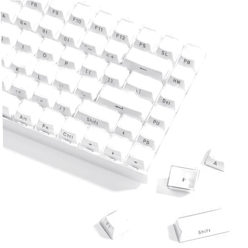 Womier Keycaps - Crystal Jelly Keycaps 60 65 75 100 Percent, Side Printed Keycaps, Custom 113 Keys OEM Profile for 61/68/84/87/98/100 Cherry Gateron MX Mechanical, White