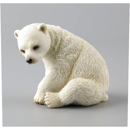 US 4.25 Inch Polar Bear Cub Sitting Decorative Statue Figurine, White