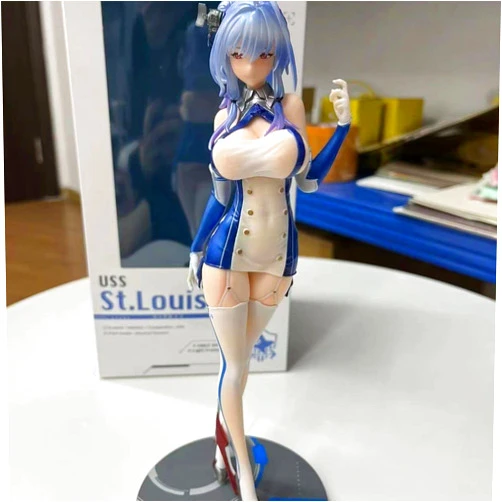 PJGWH Azur Lane USS St. Louis Standing Anime Figure Removable Clothes Cartoon Game Anime Character Doll PVC Model Anime Gift for Anime Fans Collection Desktop Decoration Statues