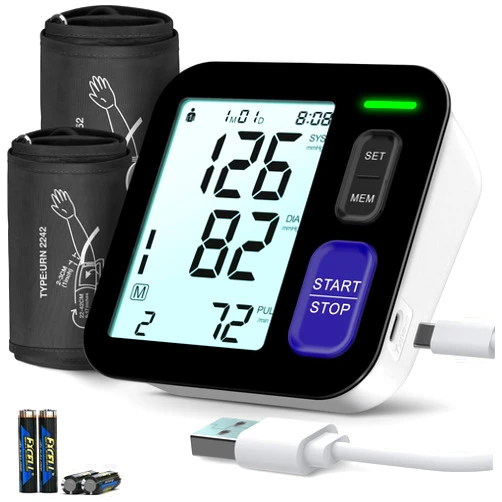AQESO Blood Pressure Machine Upper Arm, 2 Size Cuffs M/L & XL, Medium/Large 9