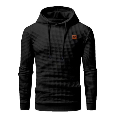 Yundobop Men's Pullover Hoodies Plaid Jacquard Long Sleeve Drawstring Hipster Casual Hooded Sweatshirts with Kanga Pockets
