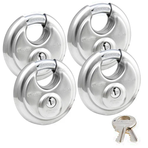 Master Lock - (4) Keyed Alike Stainless Steel Trailer and Multi Purpose Padlocks 40KA-4