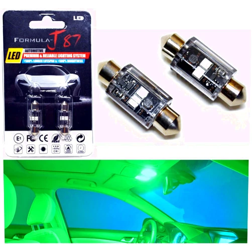 Formula-J87 LED Bulbs 3030 SMD 31mm DE3175 DE3021 DE3022 – Interior Dome, Map, Door, Trunk, Cargo, Glove Box Light Replacement (Pack of 2) (Green)