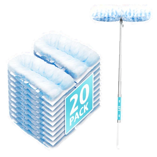 AIR U+ 6 ft Extendable Duster Handle with 20 Refills, Compatible with Swiffer, Disposable Microfiber Dusting Pads for Home Cleaning, Ceiling, Fan, Window, Hard-to-Reach Areas