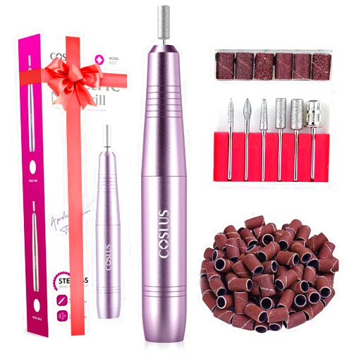 COSLUS Electric Nail Drill File Professional: for Acrylic Gel Dip Powder Nails Portable Nail Drill Machine Kit Manicure Pedicure Tools Polishing Set with Nail Drill Bits Sanding Bands