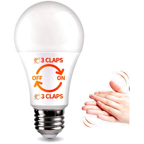 SYSAI 3 Claps Light Control Bulb for Bedroom Table Lamp Upgrade, The Clapper, Sound Activated ON/Off Solution, Clap Detection, Smart Home, As Seen On TV, Soft White, 8-Watt
