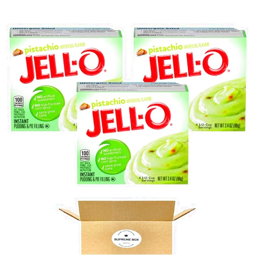 SUPREME BOX Jell-O Instant pudding& pie filling PISTACHIO - 3.4 Oz - Pack of 3