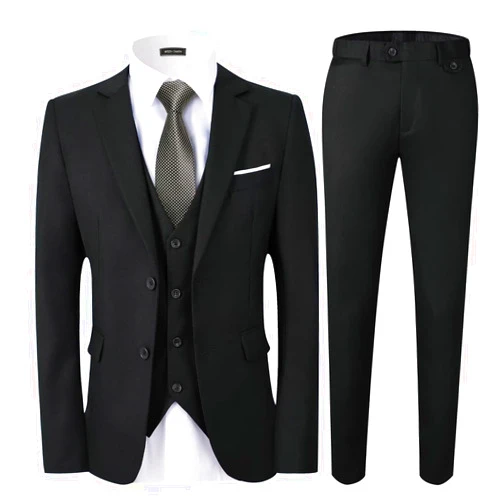 WEEN CHARM Men's Suits Slim Fit,3 Piece Suit for Men,2 Button Blazer Jacket Vest Pants with Tie,Men Tuxedo Suit Set