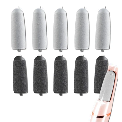 HuGuWdy 10 Pack Pedicures Replacement Heads for Flawless Replacement Heads，Electric Feet Callus Remover Roller Refills Compatible with Most Flawless Pedi Haootadiy Zaboul etc(5 Black Coarse and 5 Gray Fine)