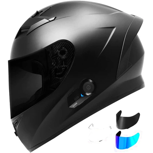 GDM Bluetooth Motorcycle Helmet with Clear, Tinted, Iridium Shields