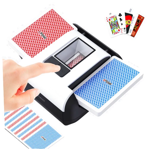 KPAW Automatic Card Shuffler - One-Press AUTO & Manual Mode, Electric Shuffling Machine for 1-2 Decks, Low Noise, Rechargeable & Portable Shuffler Machine for Poker, UNO, Blackjack, Skip-Bo, Phase 10