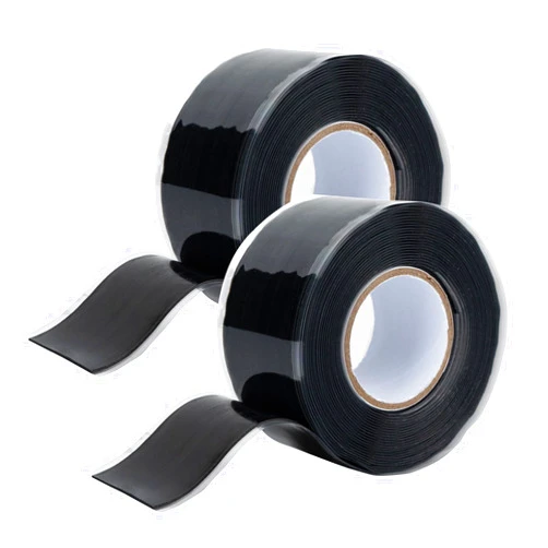 SIDAZON 2 Rolls Self Fusing Silicone Tape 1in x10ft Waterproof Rubber Tape, Water Hose Leak Seal Tape, Rescue Tape,Pipe Plumbing Hose Repair Tape for Cable Insulating Strech Wrap Seal Black,Grip tape