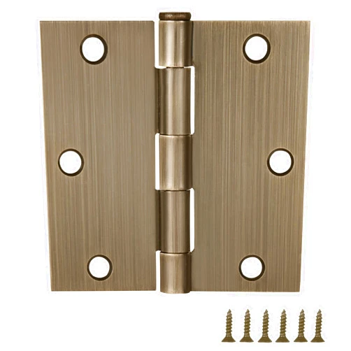Design House 6-Pack Antique Brass Door Hinges – 3.5-inch x 3.5-inch – Square Corner Radius Steel Door Hinge – Fits Standard Doors – Design House 185876