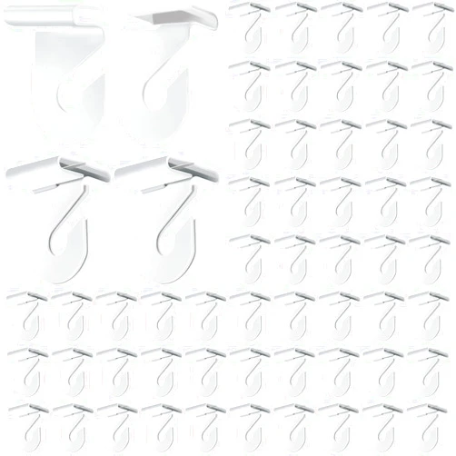 Vicenpal 100 Pair Drop Ceiling Hooks Bulk for Classrooms Hanging, Metal Suspended Track Tile Hooks Aluminum White Heavy Duty T Bar Clips, Hold up to 20 Lbs for School Offices Plants Decorations