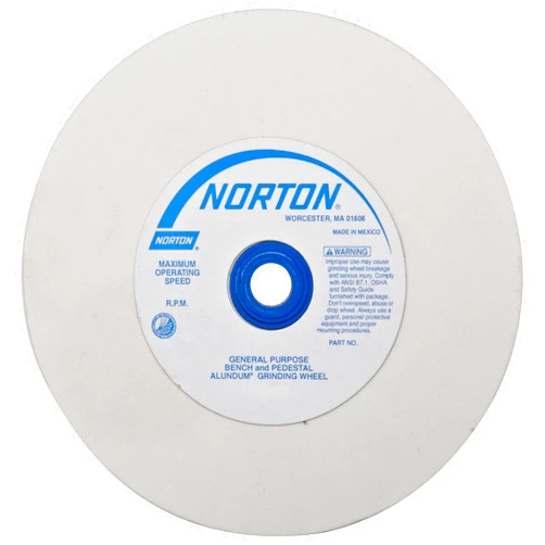 NORTON Abrasives - St. Gobain Premium Alundum 38A (07660788283) Type 01 Bench and Pedestal Wheel, Very Fine Aluminum Oxide Abrasive, 1