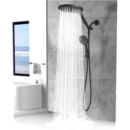 MakeFit Dual Handheld Shower Head Combo, 2-in-1 Rain Shower Heads System 8 Inch Rainfall Shower Head and 10 Modes High Pressure Hand Held Showerhead with Built-in Power Wash