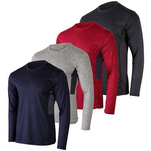 Real Essentials 4 Pack: Men's Dry-Fit UV Moisture Wicking UPF 50+ SPF Sun Protective Fishing Hiking Swim Long Sleeve Shirt