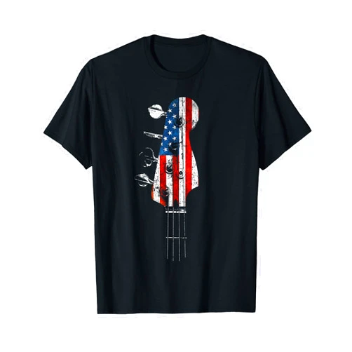 Bass Guitar Apparel & Gifts by eleventeez Bass Guitar Headstock USA Flag for Bassist and Bass Player T-Shirt