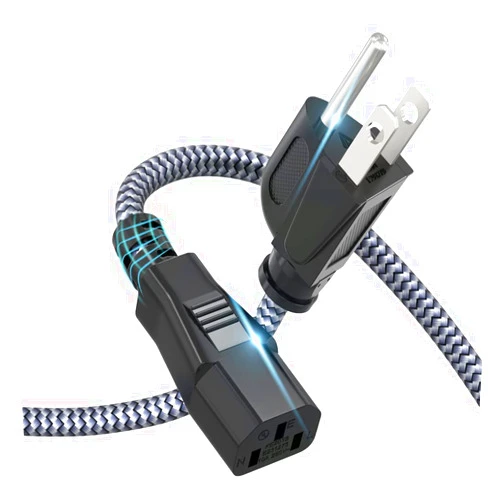 Goalfish Power Cord, Goalfish 10A 18AWG AC Power Cable 10FT(3m) Nylon Braided 3 Prong Power Cord Replacement Power Cable UL Certified for Computer, TV, Monitor, Printer, PC, Projector, Power Supply