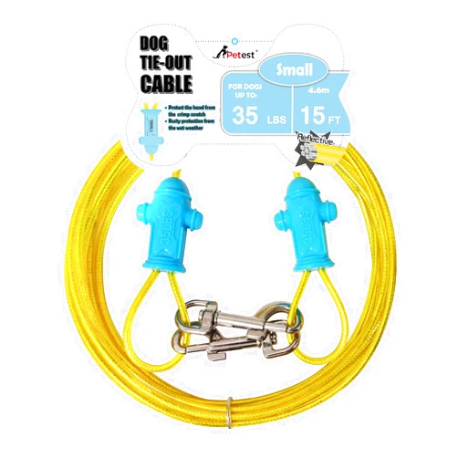 Petest Reflective Tie Out Cable with Crimp Cover for Small Dogs Up to 35 Pounds, 15 Feet