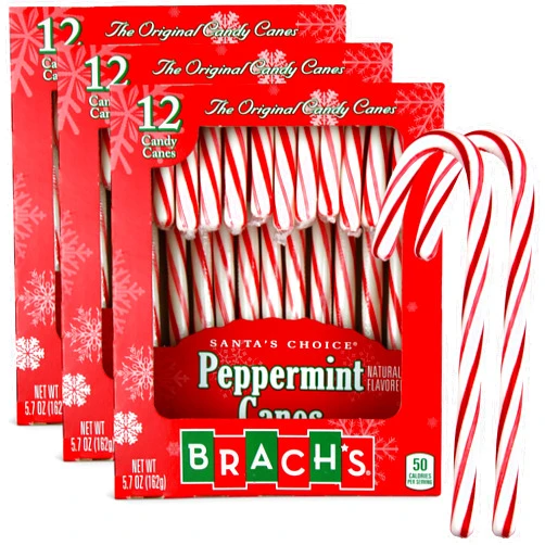 GEEOOLLAH Brach’s mint Canes – 36-Count Mint Candy Canes – Peppermint Candy Canes for Holiday, Christmas, Stocking Stuffers – Delicious Candy Cane Bulk for Buffet, Holiday Decor – 3 Packs Peppermint 3 Pack