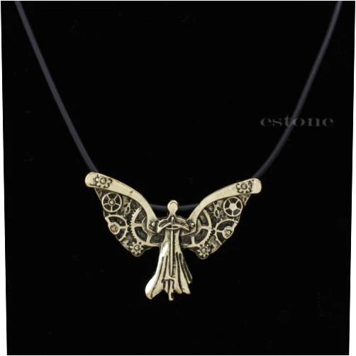 Honeshop Antique Bronze Tessa's Clockwork Angel Pendant Vintage City of Bones Necklace