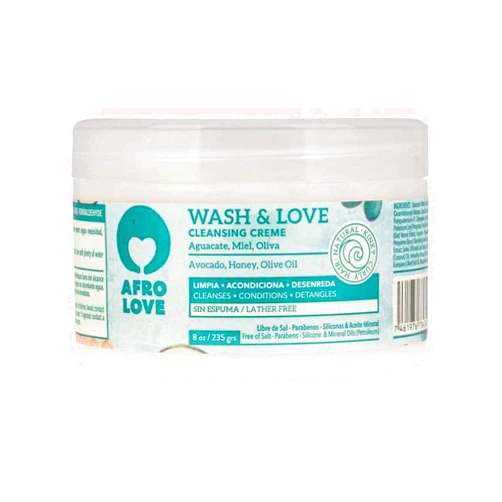 Afro Love Wash & Love Cleansing Creme Co-Wash 8oz – Lather-Free Conditioner for Curly, Coily & Wavy Hair – Hydrating & Nourishing with Avocado, Honey & Olive Oil – Sulfate-Free, Paraben-Free