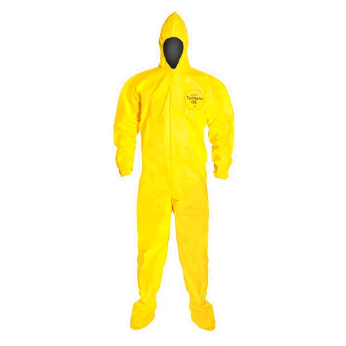 DuPont Tychem 2000 QC122B Disposable Chemical Resistant Coverall with Hood and Elastic Cuff, Yellow, 3X-Large (Pack of 12)