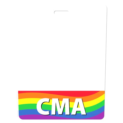 BadgeZoo CMA Rainbow Badge Buddy (Horizontal Oversized) - Double Sided Backer Card - Durable and Water Resistant Great for Medical Professionals