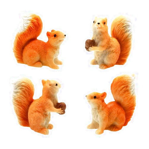 MAOMIA 4pcs Squirrel Figures Animal Toy Cake Toppers, Fairy Garden Miniature Squirrel Figurines Collection Playset for Christmas Birthday Gift Desk Decorations