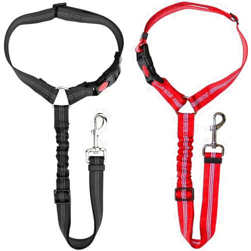 DuDubaby 2-Pack Pet Car Seat Belt Rope Dog Car Retractable Elastic Reflective Belt Dog Leash Suitable for Car, Ground